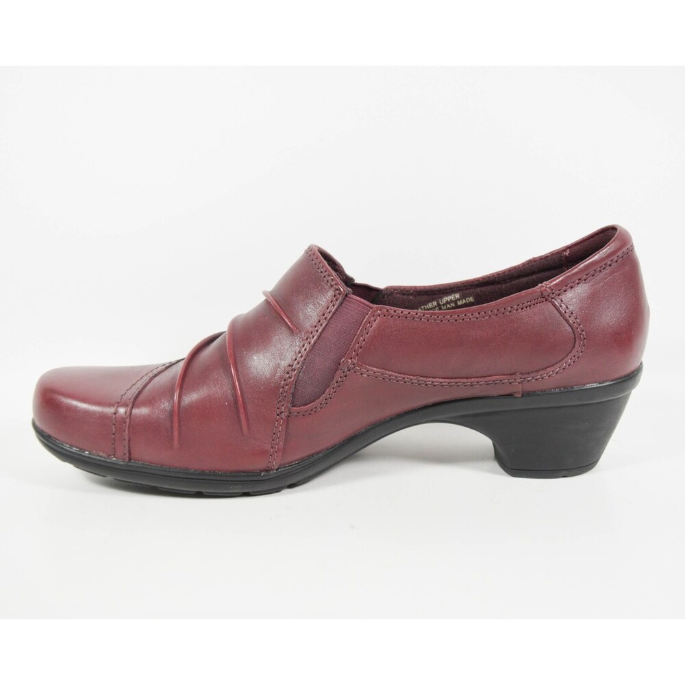 Earth Origin Roxanne Burgundy Leather Slip On Loafers Low Heel Shoes Sz 11M - Picture 4 of 8
